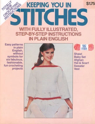 Crochet Pattern Booklet Vest Shawl Baby Set Afghan Scarf Keeping You In Stitches - Image 1 of 2