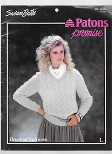 Suéteres Susan Bates cepillados suavidad tejido vintage patrón libro #17645 patones - Imagen 1 de 2