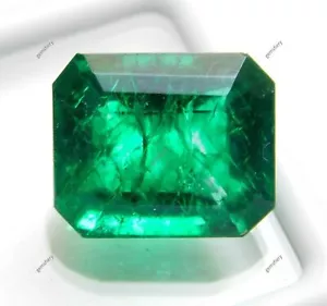 Untreated Green Colombian Emerald Cut CERTIFIED 8.10 Ct Natural Loose Gemstone - Picture 1 of 13