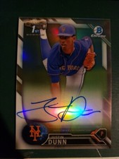 Justin Dunn 2016 BOWMAN  CHROME Rc  Refractor ON CARD AUTO  AUTOGRAPH /499 Mets