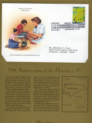 First Day of Issue Cover 20th Anniversary Of The Honduras Plan - Image 1 of 3