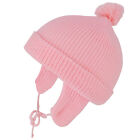 Infant to Toddler Winter Cuff Folded Beanie with Pom and Earflaps - FREESHIP