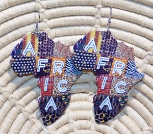 African Earrings ethnic Black Brown jet21 - Picture 1 of 1