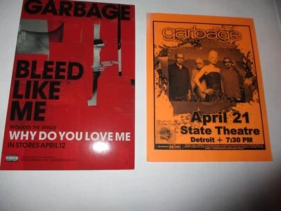 2005 GARBAGE Bleed Like Me US Promo Postcard + Detroit Show Small Flyer - Image 1 of 2