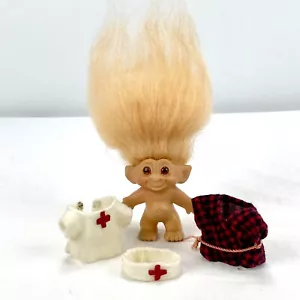Vintage 1960er DAM TROLL tibetisch gelb Mohair & orange Glasaugen - Bild 1 von 12