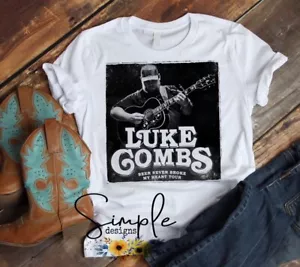 Luke Combs Beer Never Broke My Heart Tour T-shirt, Country Music Tees, Lyrics - Picture 1 of 4
