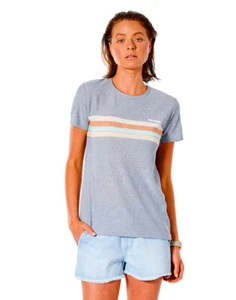 Rip Curl Twin Fin Stripe Short Sleeve T-Shirt in Blue Grey - Picture 1 of 2