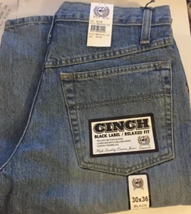 Jean para hombre Cinch Black Label relajado pierna cónica de altura baja, 31 X 32 nuevo con etiquetas - Imagen 1 de 8