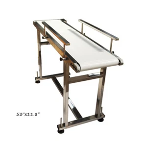 TECHTONGDA 53''x11.8" PU Belt Conveyor with Double Guardrail Stainless Steel - Picture 1 of 12