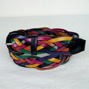 Vintage Multi-Color Woven Leather Belt - Picture 1 of 8