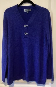 Karen Scott Pullover Pulli blau/schwarz meliert L/S V-Ausschnitt Größe XL - Bild 1 von 5
