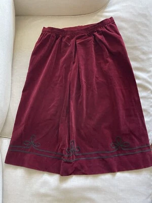 Vintage Jones New York Midi Skirt Oxblood Velvet Maroon Embroidered Small Medium - Image 1 of 4