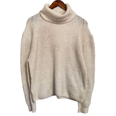 Suéter ligero Topshop para mujer nuevo sin etiquetas crema Pointelle cuello alto mezcla lana talla 12 Foto 1 de 4