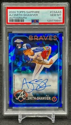 2024 Topps Chrome Sapphire AJ Smith-Shawver RC Auto /199 PSA 10 Atlanta Braves - Image 1 of 2