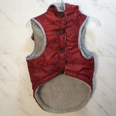 THROW ME A BONE Dog Puffer Jacket Winter Coat Snap Hooded Sherpa Lined ~ Large - Image 1 of 4