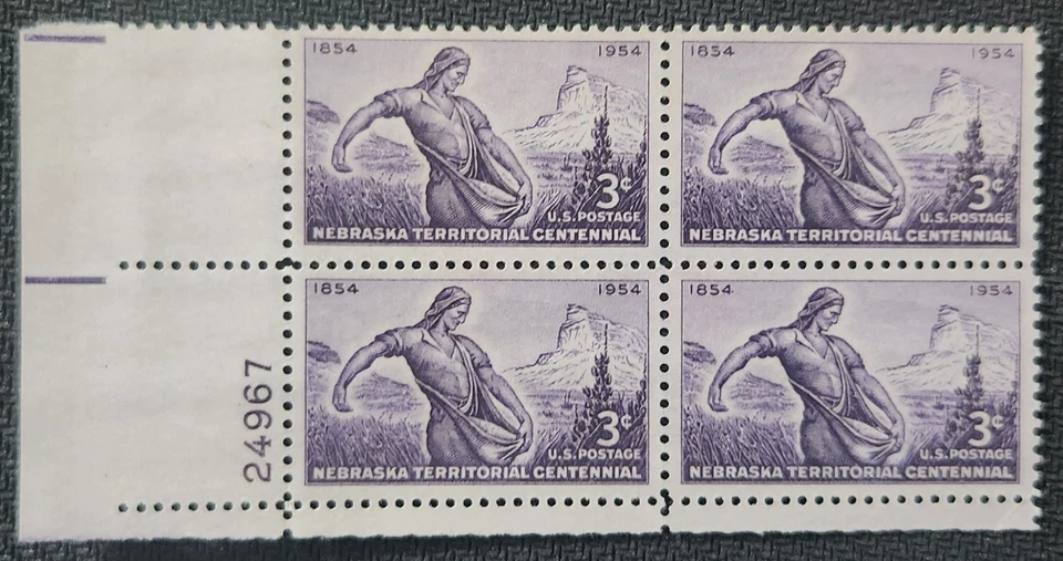 US Scott 1060 - Nebraska Territory - MNH - 1954 Issue - Plate Block of 4 - #1 - Image 1 of 1