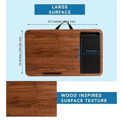 LapGear Home Office Lap Desk with Mouse Pad Phone Holder - Espresso Wood Grain - Image 1 of 3