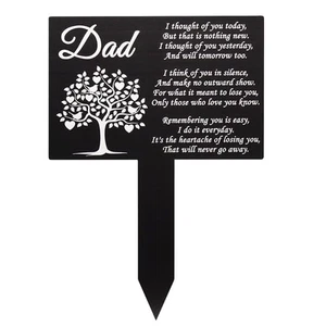 Dad Memorial Stakes Metal Grave Cemetery Decorations Waterproof Markers Plaqu... - Picture 1 of 5
