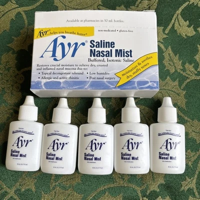 Носовой туман Ayr Saline 8 мл (0,27 жидкой унции) каждый ~ срок годности: 02/28 ~ лот из 5 ~ пробный размер - Изображение 1 из 4