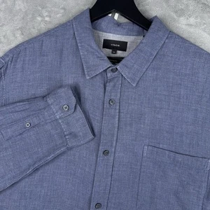 Vince Double Face Long Sleeve Shirt Classic Fit Chambray Cotton Gauze Mens XXL - Picture 1 of 12