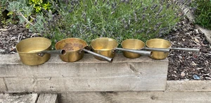 5 Vintage Brass Pans Milk Pans & Spout Kitchen Cooking Pans - Picture 1 of 18