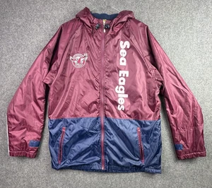 Manly Sea Eagles Hooded Rain Jacket Mens X-Large Maroon NRL Supporter Full Zip - Picture 1 of 19