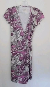 Athleta Purple & White Floral Paisley Wrap Dress, Sz XS Athleisure Swim Coverup - Picture 1 of 6