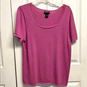 Top tejido manga corta algodón rosa Maggie Barns talla 0X - Imagen 1 de 4