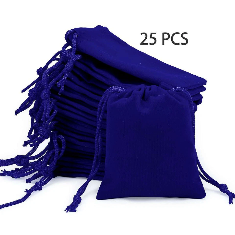 25/50Pcs Velvet Drawstring Gift Pouches Ring Jewelry Bag 2.8*3.5in/3.9*5.9in - Image 1 of 4