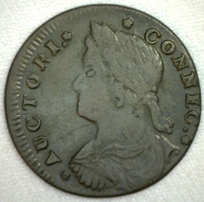 1787 Draped Bust Left Connecticut Early American Post Declaration 1c US Coin - Image 1 of 2