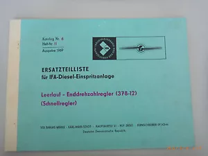 BARKAS=Ersatzteilliste für IFA-Diesel-Einspritzanlage Katalog 6 Heft 11 1969 - Bild 1 von 1