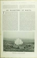 1902 Stampa Manoeuvres Presso Malta Artiglieria IN Azione Batteria Comandante