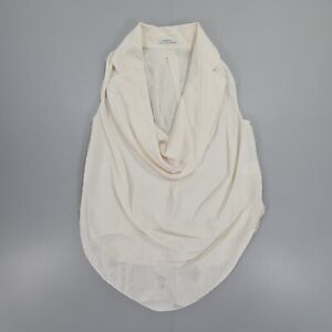 CARVEN Womens Silk Blouse Off White 38 Silk Cowl Neck Sleeveless Top