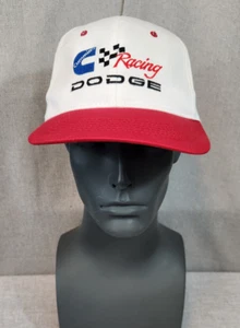 Vintage White w Red Brim Cummins Racing Dodge SnapBack Cap Hat - Picture 1 of 7