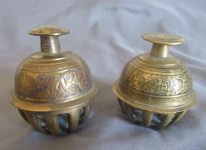 2 Vintage Brass Elephant claw Decorative Bell w/ clapper 2" - Picture 1 of 5