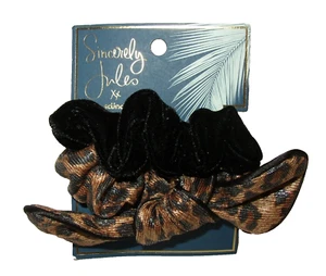 Juego de 2 corbatas para el cabello Scunci Sincerely Jules leopardo y negro NUEVO - Imagen 1 de 10