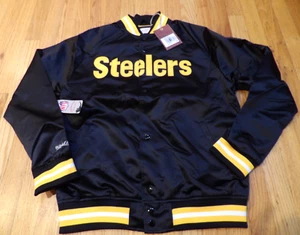MITCHELL NESS NFL PITTSBURGH STEELERS SATIN LIGHTWEIGHT BUTTON UP JACKET SIZE M - Picture 1 of 4
