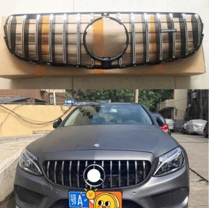 Front Bumper Upper Grill Grille Compatible with 2015-2019 Mercedes Benz GT Style - Foto 1 di 7