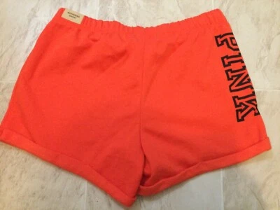 Shorts Victoria's Secret rosa namorado vermelho laranja preto logotipo herança novo com etiquetas G - Imagem 1 de 3