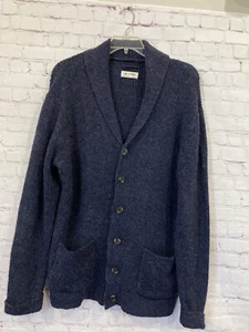 Cárdigan Suéter Azul Line Of Trade Para Hombres XL Lana Shetland Abuelo Botón Frontal - Imagen 1 de 11