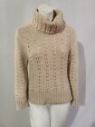 MK ONE beige chunky knit roll neck long sleeve casual jumper top size 12