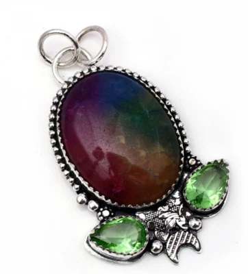 Ciondolo gioiello fatto a mano con pietra preziosa in argento sterling 925 qu... - Immagine 1 di 4