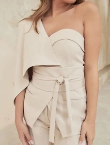 Bardot Cape sleeveless blazer with belt detail champagne UK 10 NEW (R107)(M) - Picture 1 of 7