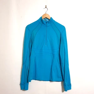 Lululemon Jacket Sz 12 Blue 1/4 Zip Long Sleeve Pockets Stretch Activewear Women - Picture 1 of 7