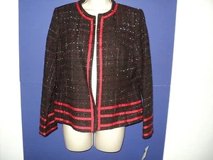 NUEVA Chaqueta Tara Ryan Talla 8 Tejida Acrílico Marrón, Rojo, Crema, Negro Metálico Nueva con Etiquetas - Imagen 1 de 3