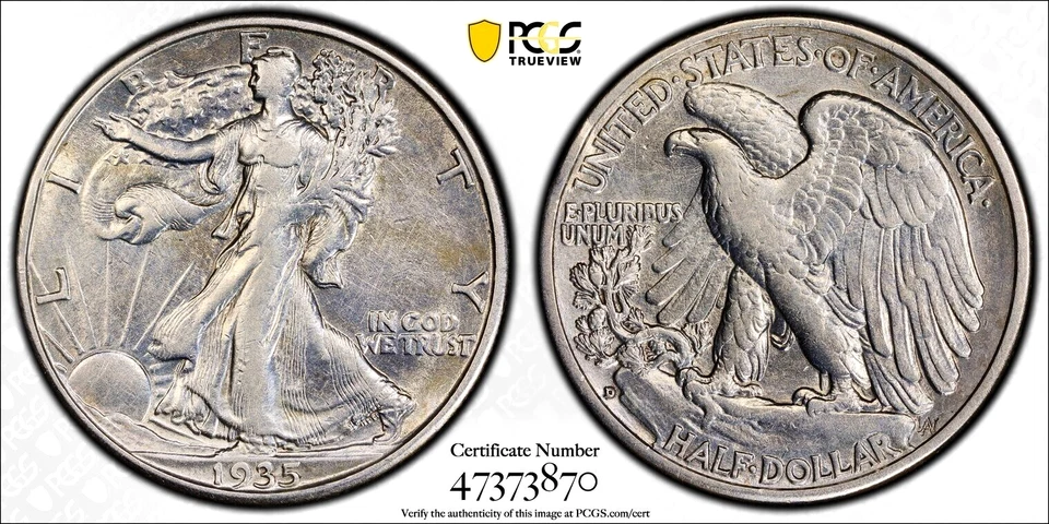 1935 D Walking Liberty 50c Silver Half Dollar PCGS Certified 47373870 N1 - Image 1 of 1