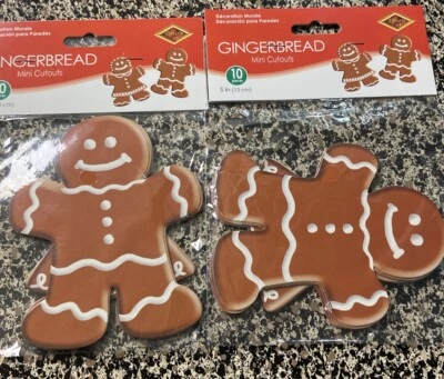 Beistle Mini Mini Gingerbread Christmas Cutouts-20 Pcs, Mini 5 Inch. 2 Pks of 10