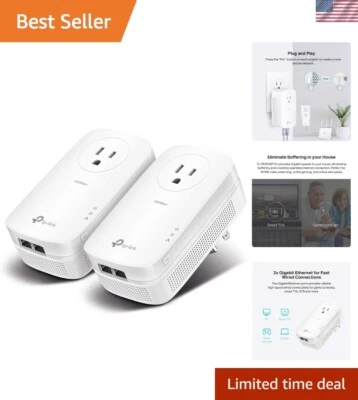 AV2000 Powerline Adapter - 2 Gigabit Ports, Ethernet Over Power, Plug&Play, P... - Image 1 of 4