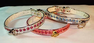 Designer Metallic Silver xs Petite Dog Collar gorgeous color Crystals USA Bling! - Picture 1 of 31