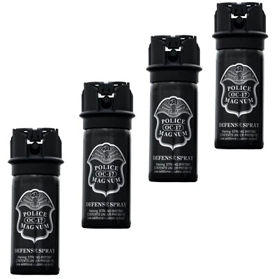 Pepper Spray POLICE MAGNUM 4 PACK 2oz Stream FlipTop Defense Security Protection Foto 1 de 4